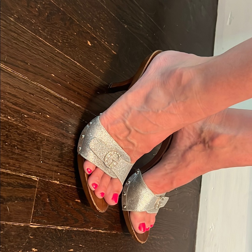 Guess by Marciano Silver Metallic Sandals